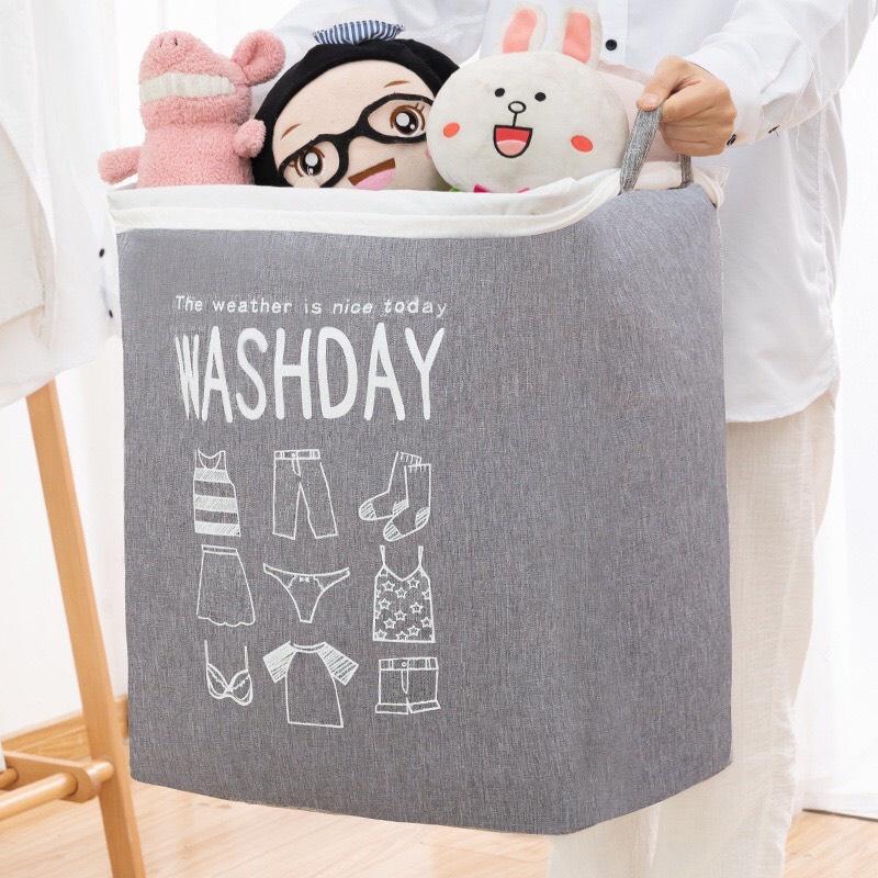 Túi đựng đồ Washday đựng quần áo ,chăn màng bằng vải ,khung sắt gấp gọn siêu tiện lợi