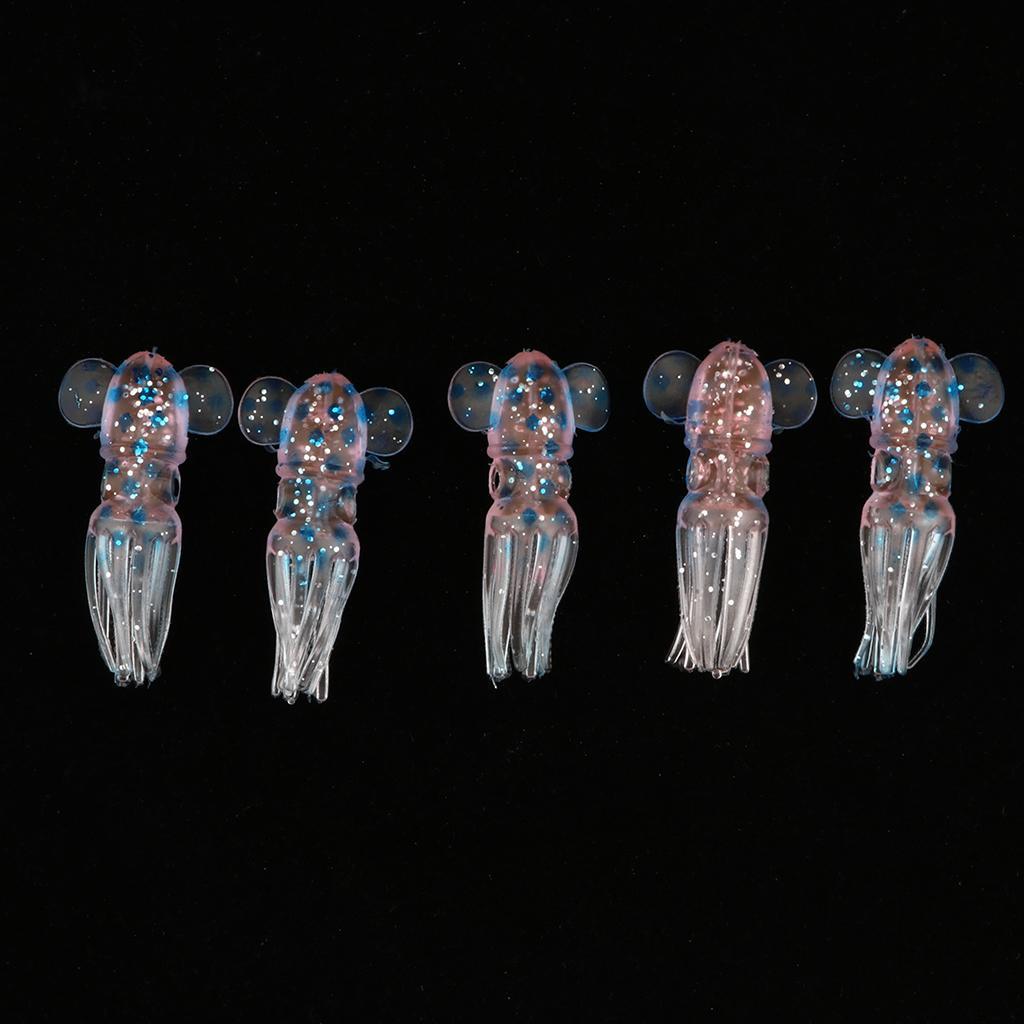 5Pcs Squid Skirt Baits Octopus Lures Glow in Dark Soft Saltwater Trolling Fishing Lures