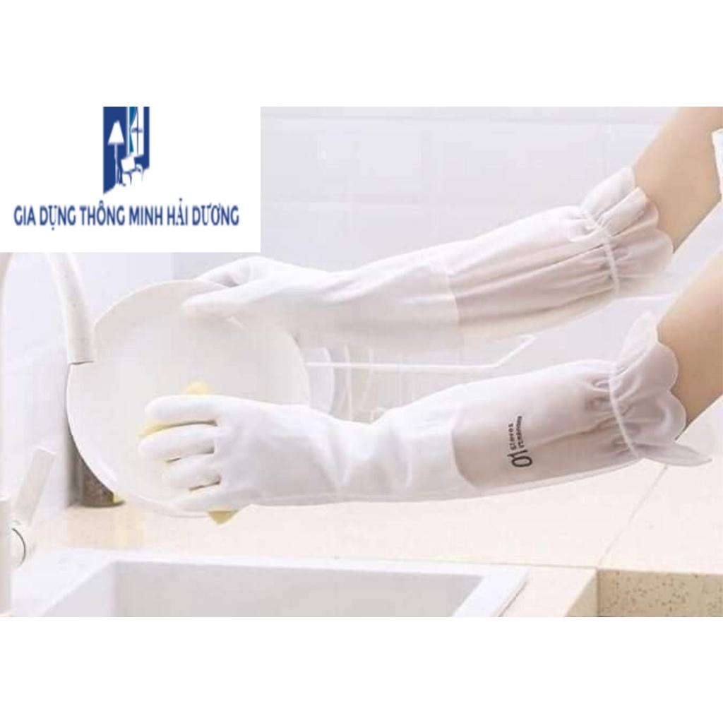 Găng tay cao su lót nỉ siêu dai có bo chun size 45*10 cm