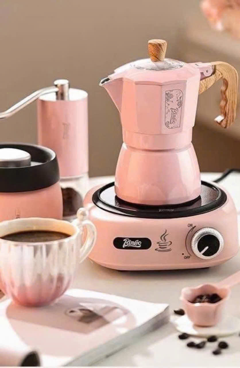 Set bình pha cà phê Bialetti BINCOO 130ml màu hồng hàng chính hãng