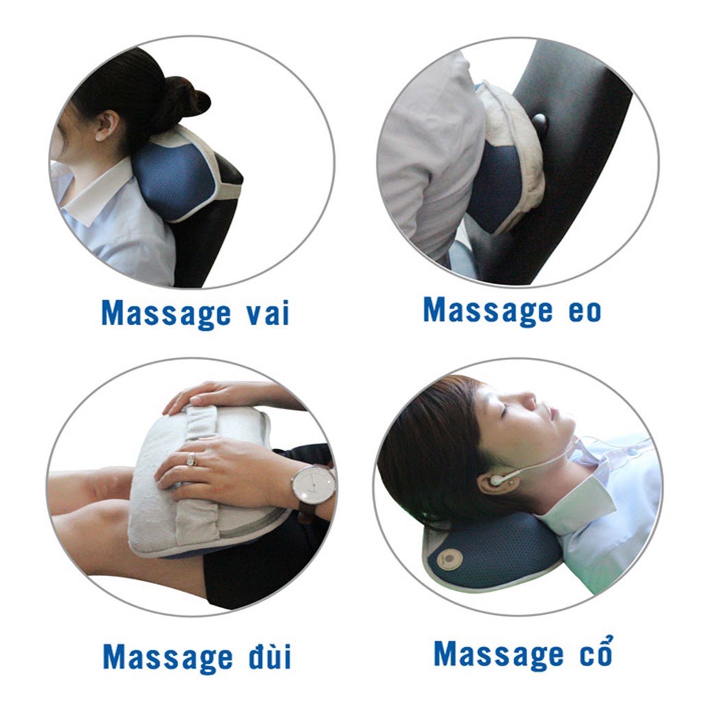 Gối massage FUJIKIMA FJ-488K hồng ngoại đa năng sử dụng được nhiều vị trí đau nhức
