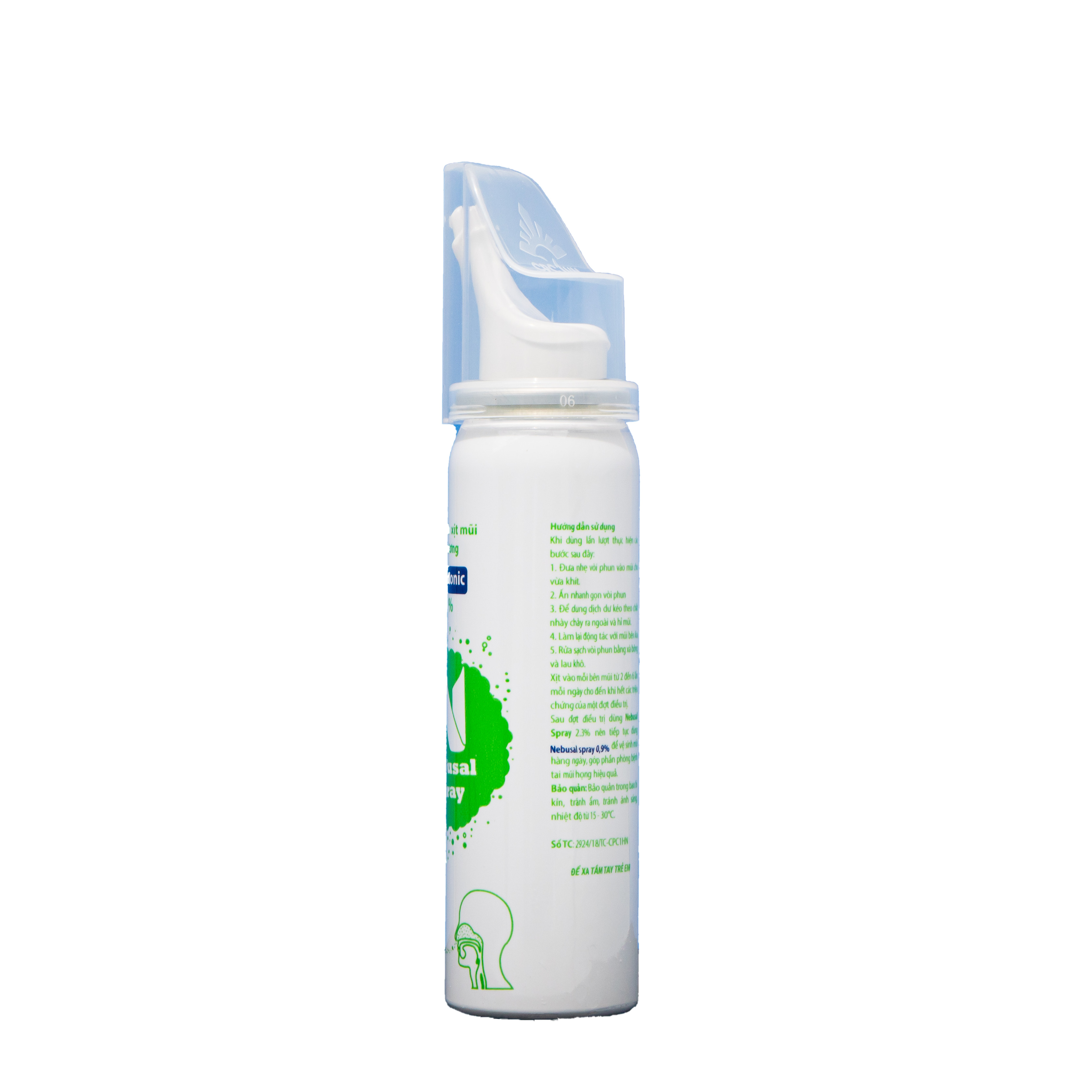 Nước muối ưu trương xịt mũi Nebusal Spray Baby 2,3% hết ngạt mũi, chảy nước mũi, viêm mũi dị ứng, vệ sinh mũi cho trẻ từ 3 tuổi (50ml)