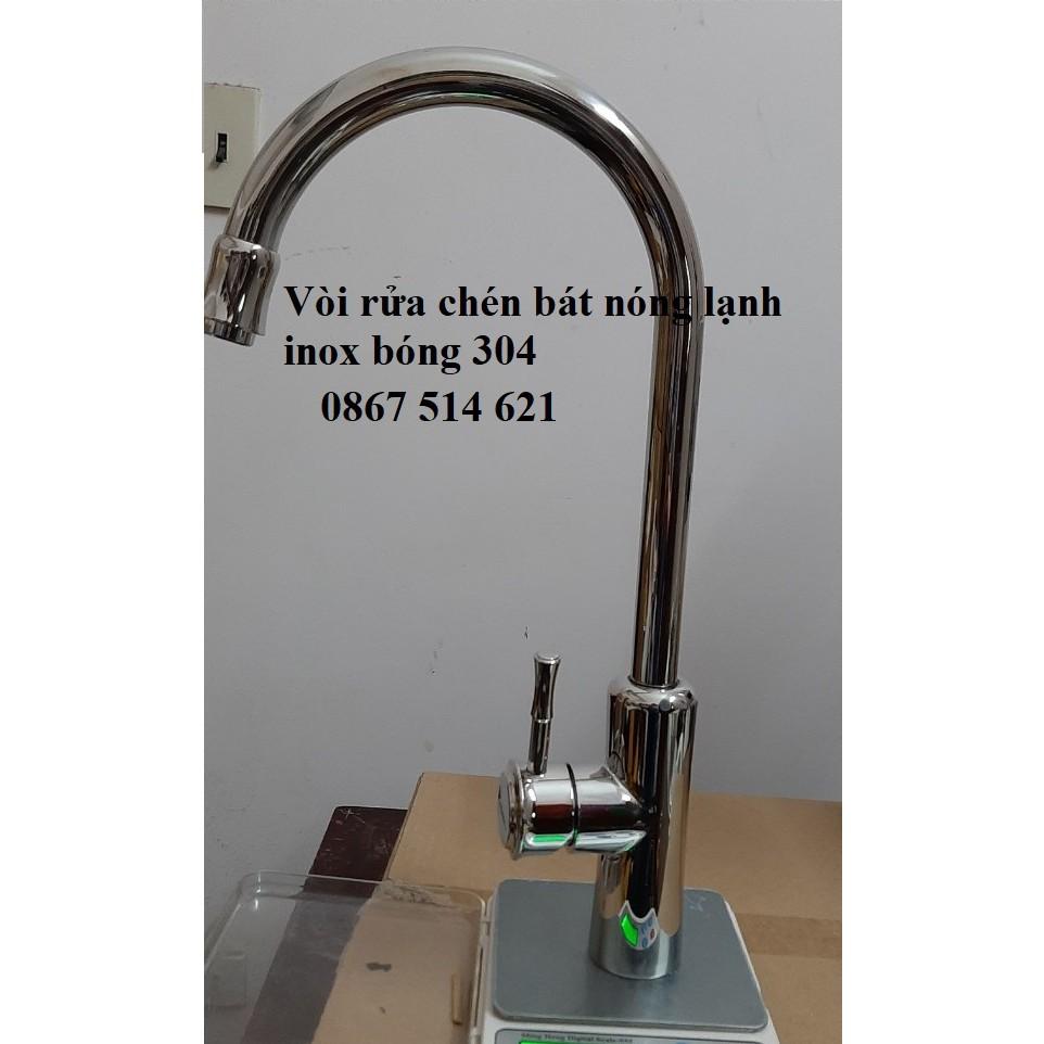 Vòi rửa chén bát nóng lạnh inox bóng 304