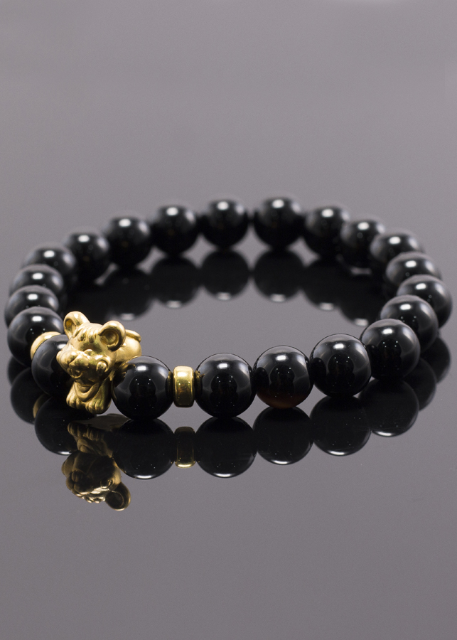 Vòng Tay Đá Thiên Thạch Charm Tuổi Tý Bạc Mạ Vàng 24K Ngọc Quý Gemstones