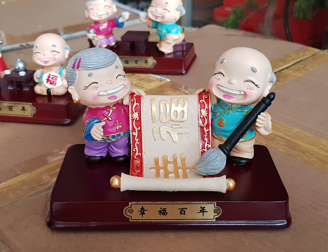 Bộ tượng Ông Bà "Bách Niên Giai Lão" mẫu viết thư pháp MIXU-T071