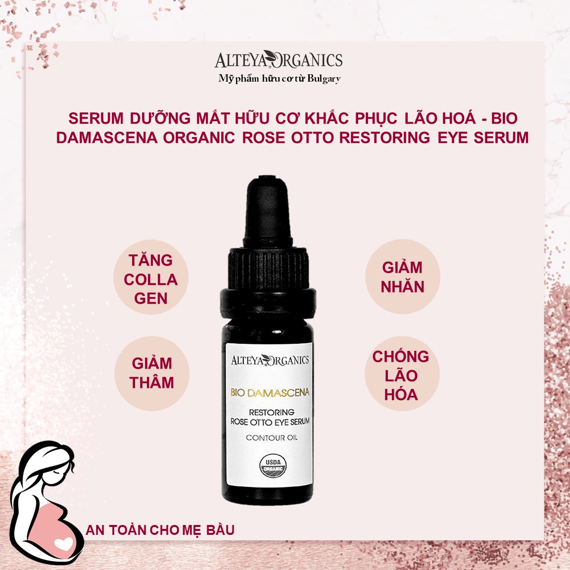 Tinh Chất Dưỡng Mắt Hoa Hồng Hữu Cơ Bio Damascena Rose Otto Restoring Eye Serum Alteya Organics BDRES (10ml)