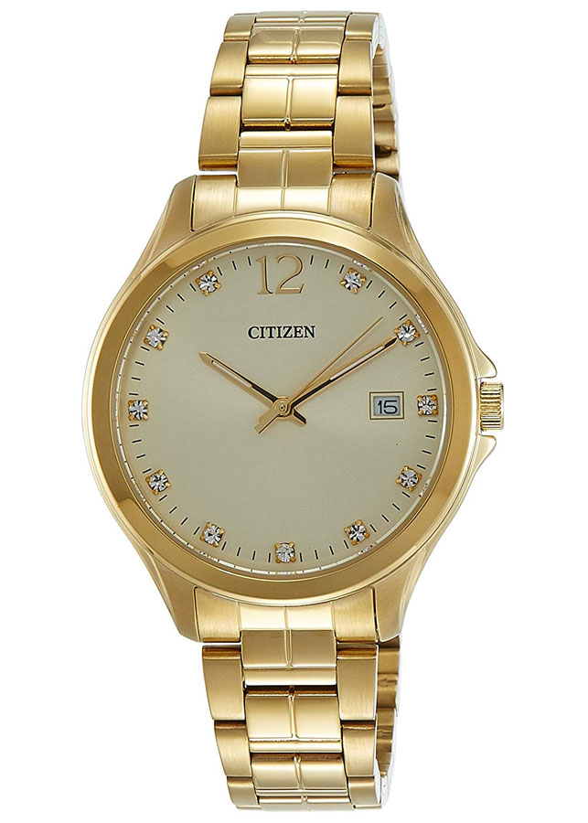 Đồng Hồ Nữ Citizen Đính Đá Swarovski Dây Thép Không Gỉ EV0052-50P - Mặt Vàng