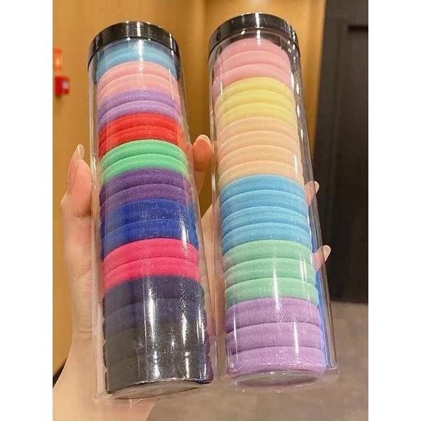 Chun buộc tóc hình ống tròn nhiều màu siêu xinh