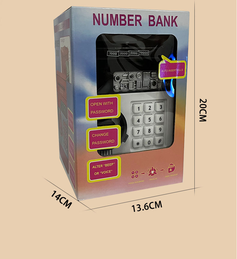 Đồ Chơi Két Sắt Cho Bé Hình Trụ ATM Cuộn Tiền Tự Động Có Mã Số