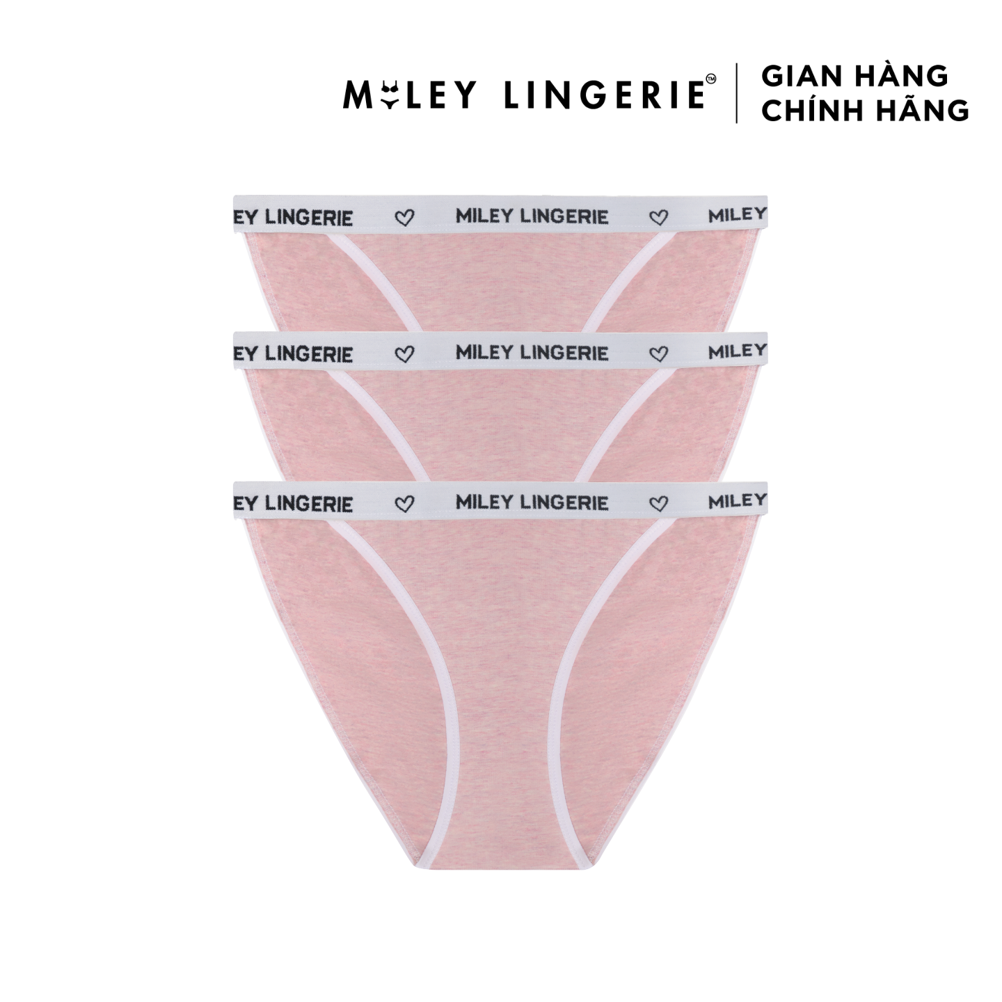 Combo 3 Quần Lót Nữ High-Cut Màu Hồng Lưng Logo Miley Lingerie - FCS1214