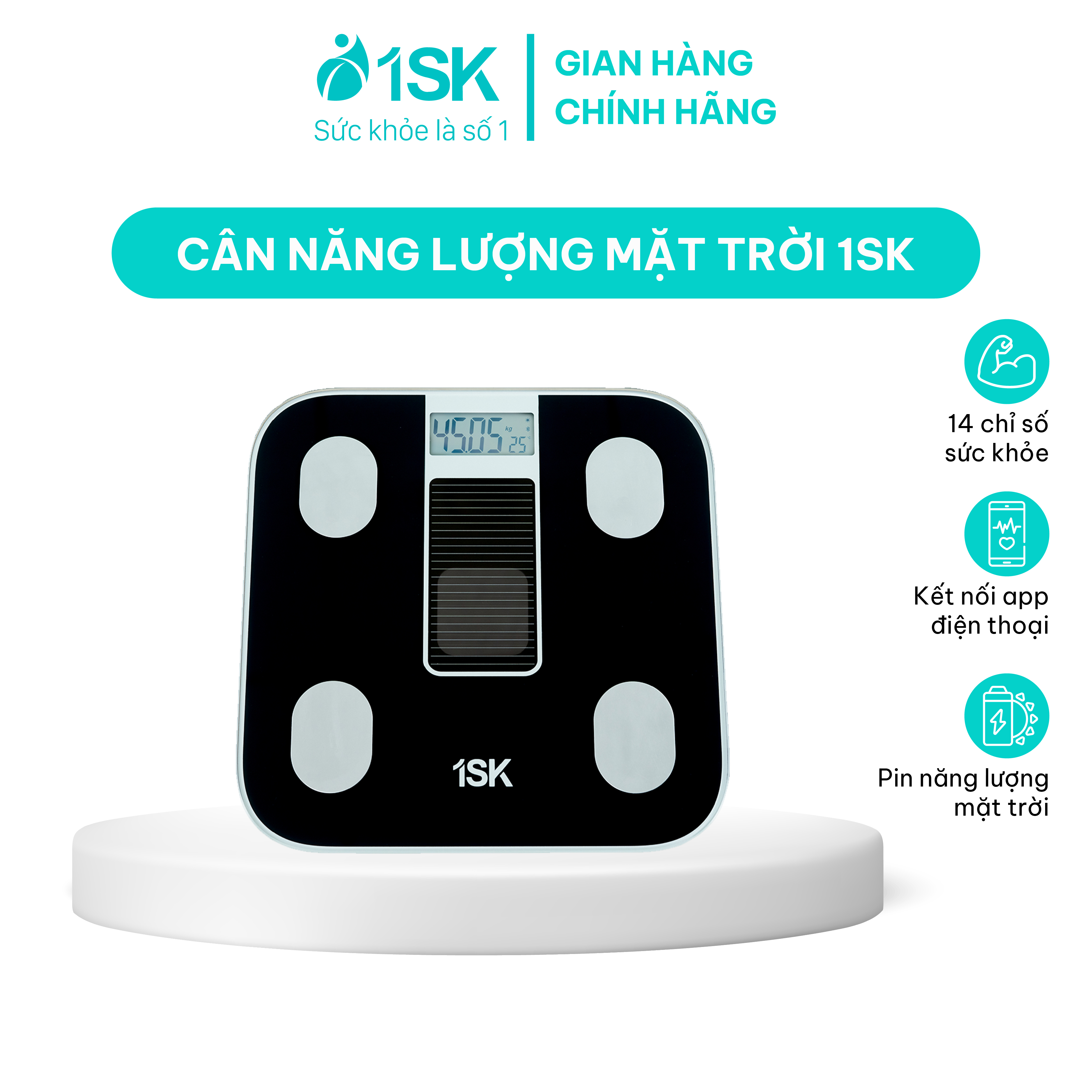 Cân sức khỏe năng lượng mặt trời 1SK CF539BLE cân đo thông minh kết nối app