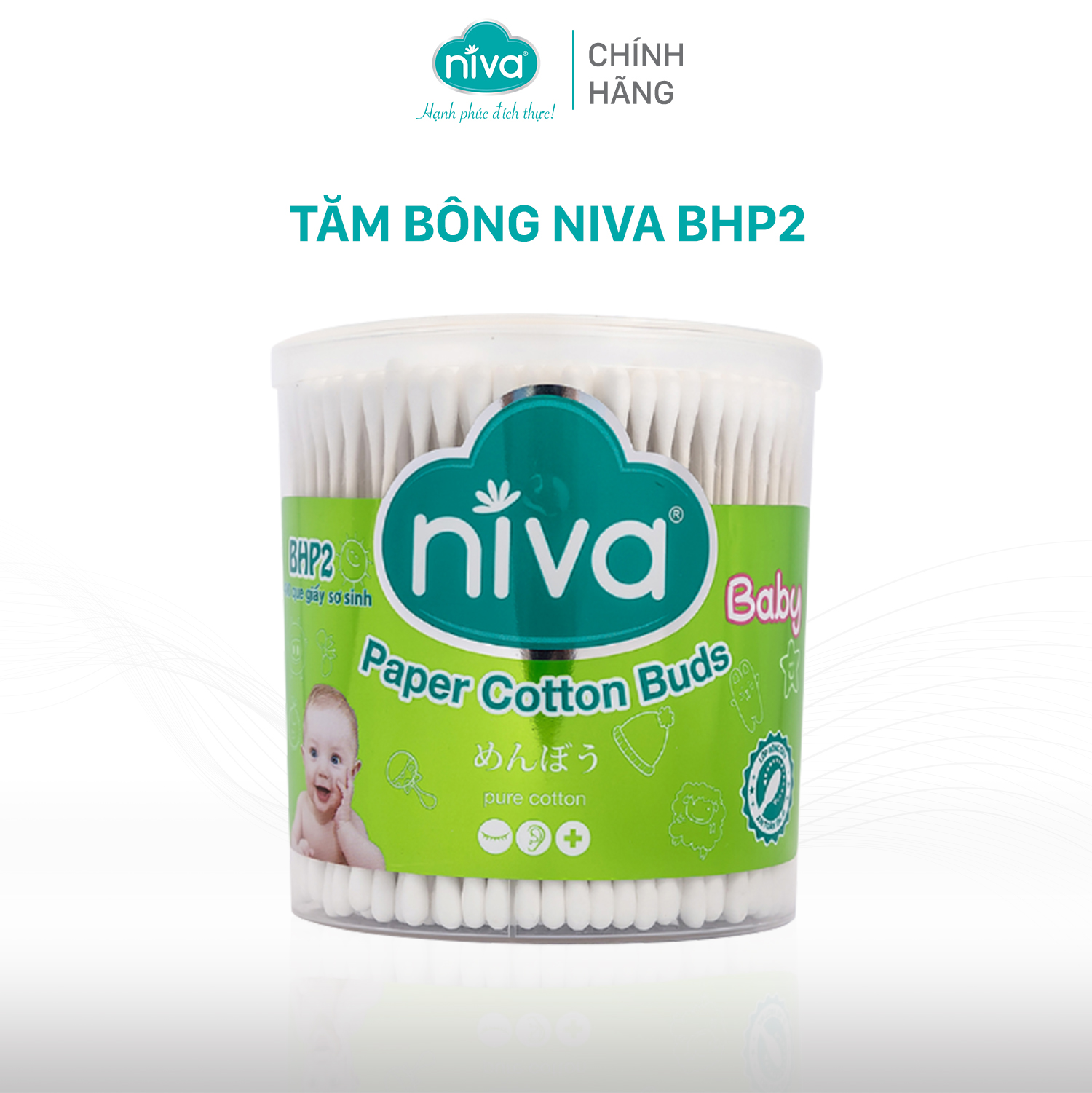 Tăm bông Niva trẻ em hũ xoay 400 que giấy BHP2