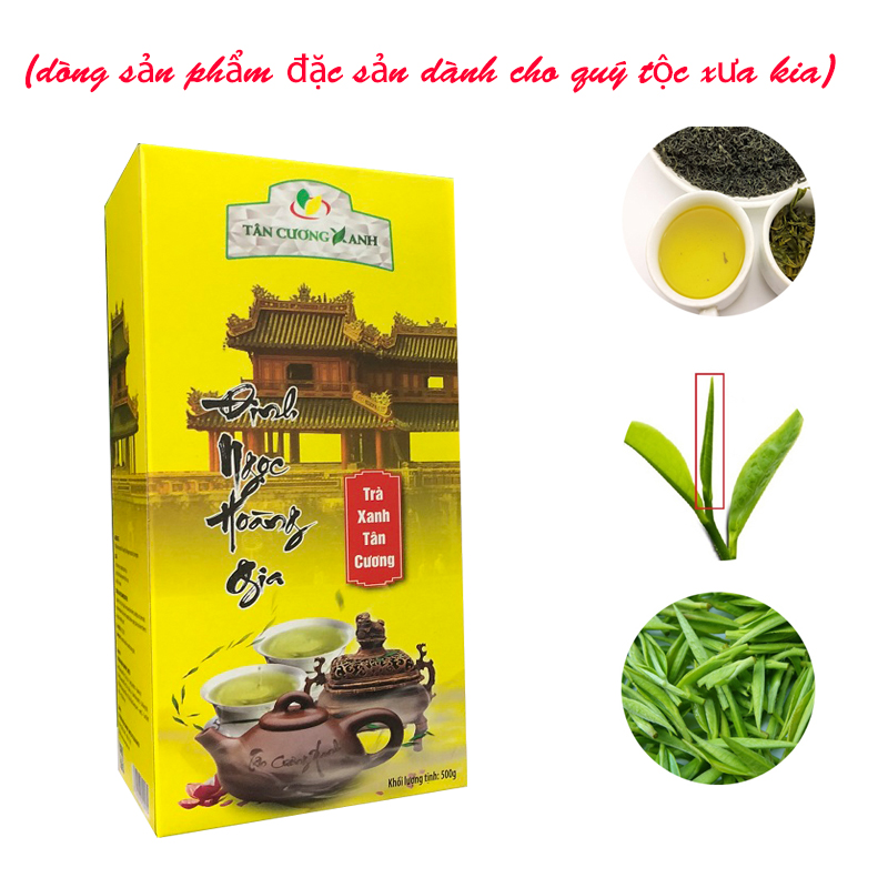 Đặc Sản Thái Nguyên - Trà Xanh Tân Cương Thái Nguyên Trà Đinh Ngọc Hoàng Gia Hộp 500 Gram, Đặc Sản Cho Giới Quý Tộc Xưa Hộp 500 Gram - Ocop 3 Sao