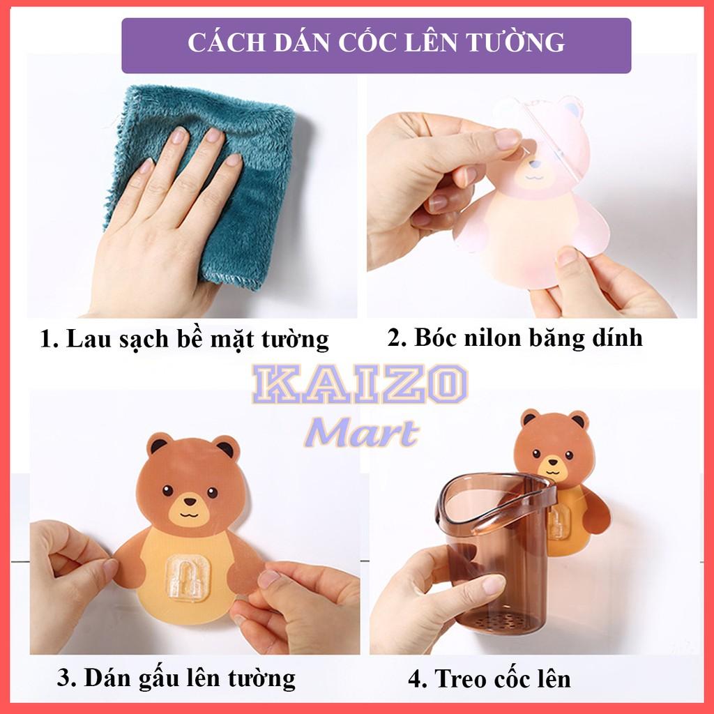Cốc đựng bàn chải kem đánh răng gắn tường hình gấu nâu