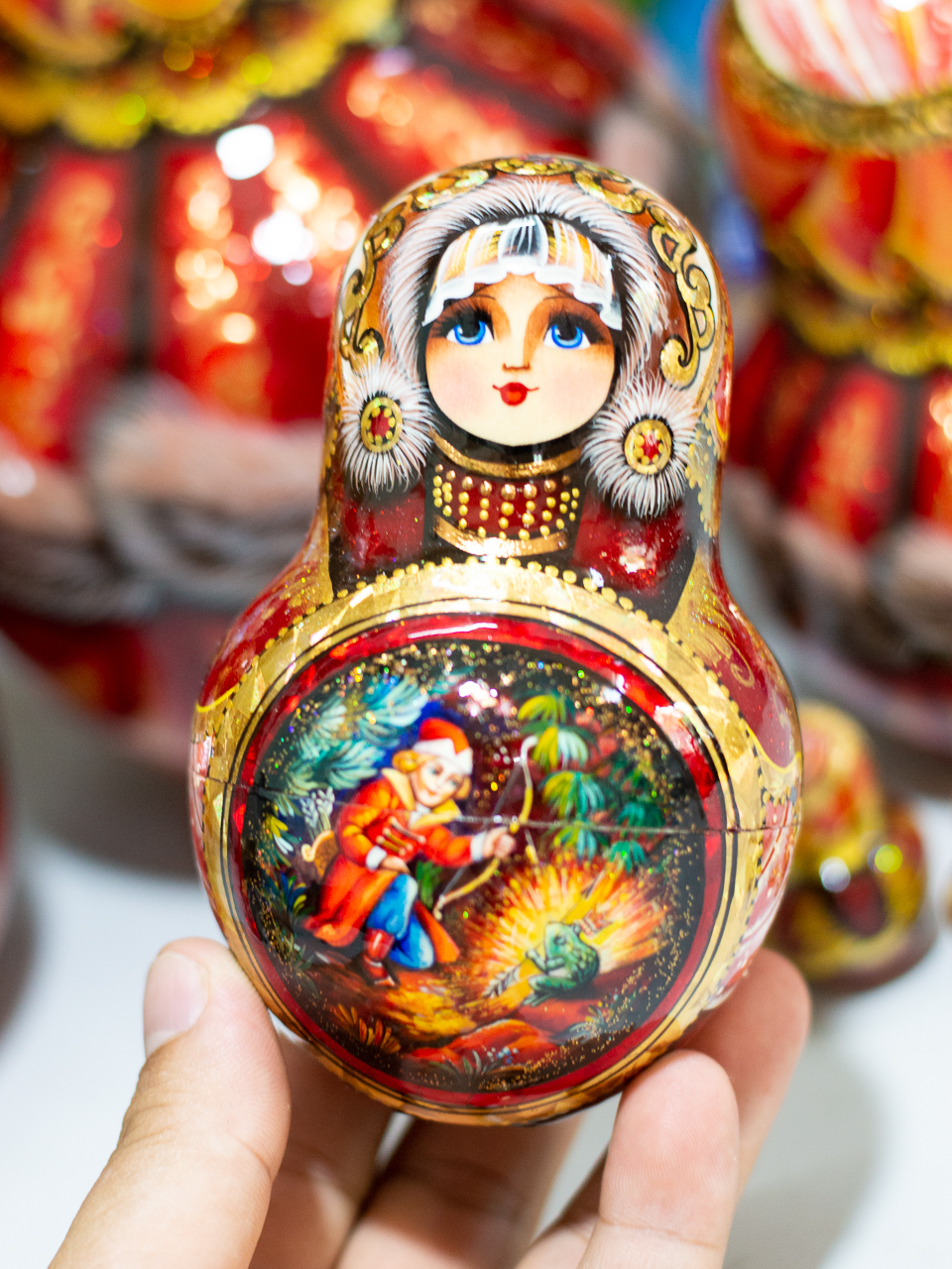 BỘ BÚP BÊ NGA MATRYOSHKA 15 LỚP CAO 26CM VẼ HOA VĂN &quot;CHUYỆN CỔ TÍCH PUSHKIN&quot; CỰC ĐẸP, ĐỘC ĐÁO VÀ SANG TRỌNG