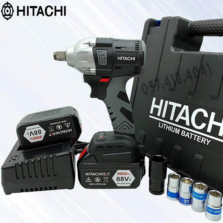 Máy Siết Bulong HITACHI 88V - TẶNG 5 Đầu Khẩu - Không Chổi Than Đầu rỗng Bắt vít Khoan - Pin 10 Cell - Made in Malaysia