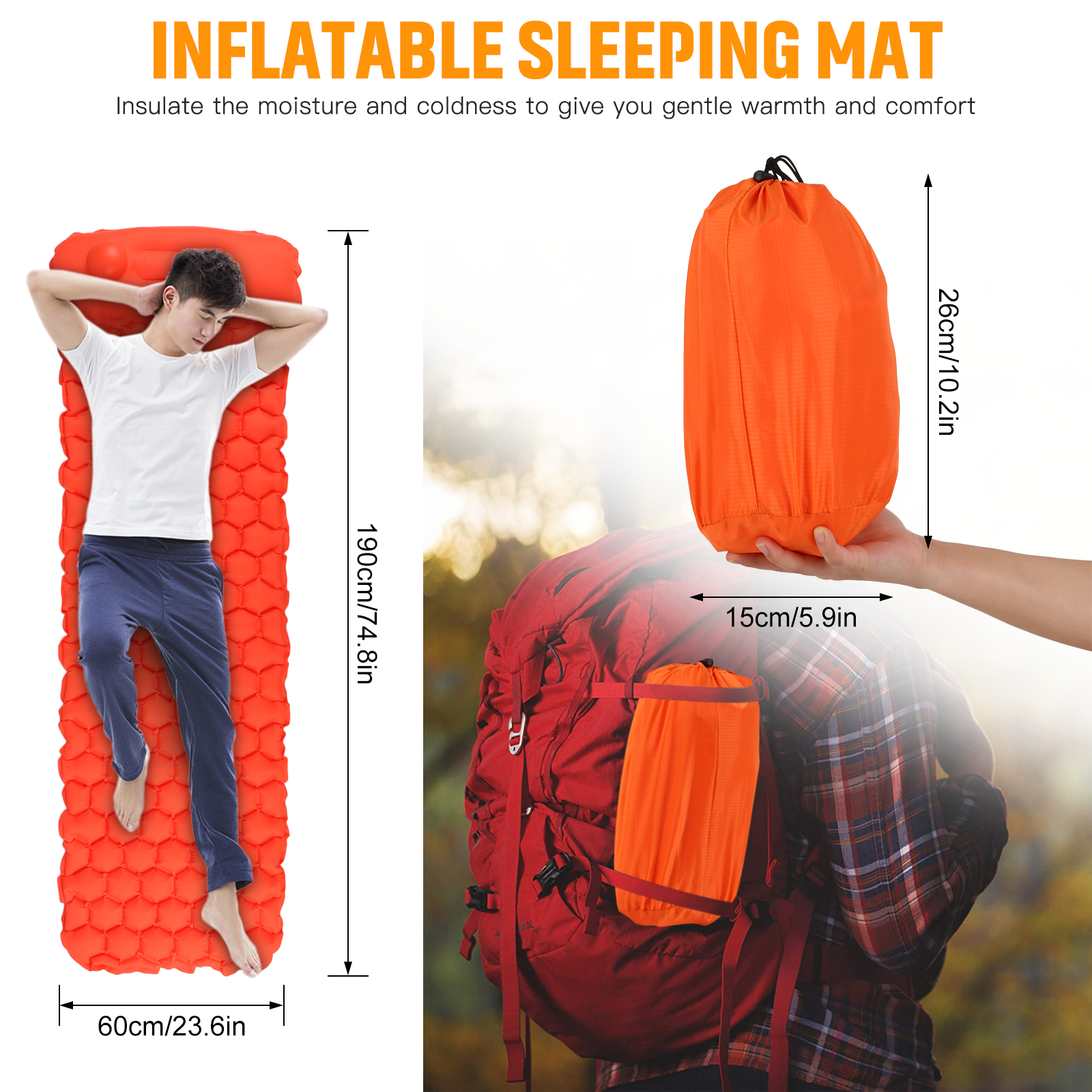 Đệm Ngủ Có Gối Bơm Hơi Cho Cắm Trại Du Lịch Đo Bộ Đường Dài