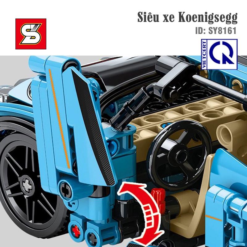 Đồ chơi lắp ráp Siêu xe Koenigsegg - SY BLOCK SY8161 (kéo cót chạy đà) - 527 chi tiết