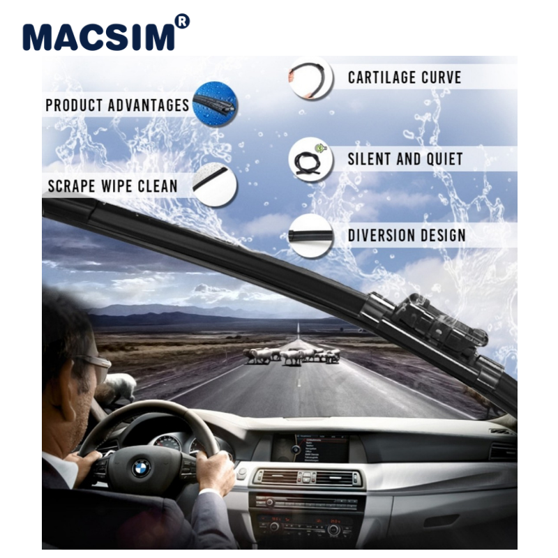 Combo cần gạt nước mưa ô tô Nano Silicon Macsim cho xe Cadillac SLS Saiwei 2007-2012