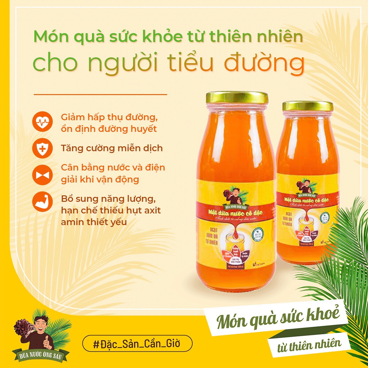 Combo Tiết Kiệm (12 chai x 250ml) Mật Dừa Nước Cô Đặc Ông Sáu - Phù hợp với người ăn kiêng, ăn chay và bị tiểu đường [FARM NHÀ VIỆT]