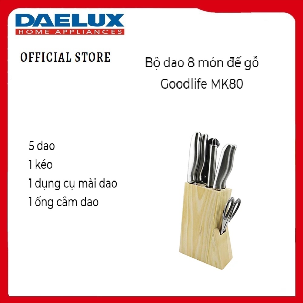 Bộ dao 8 món đế gỗ Goodlife MK80