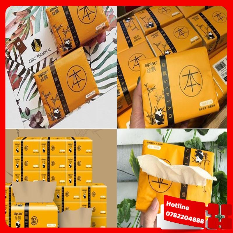 Combo 5 Hộp Giấy Ăn Than Tre Siêu Dai Gấu Trúc Sipiao  - An Toàn Không Tẩy Trắng Siêu Mịn - Loại Tốt