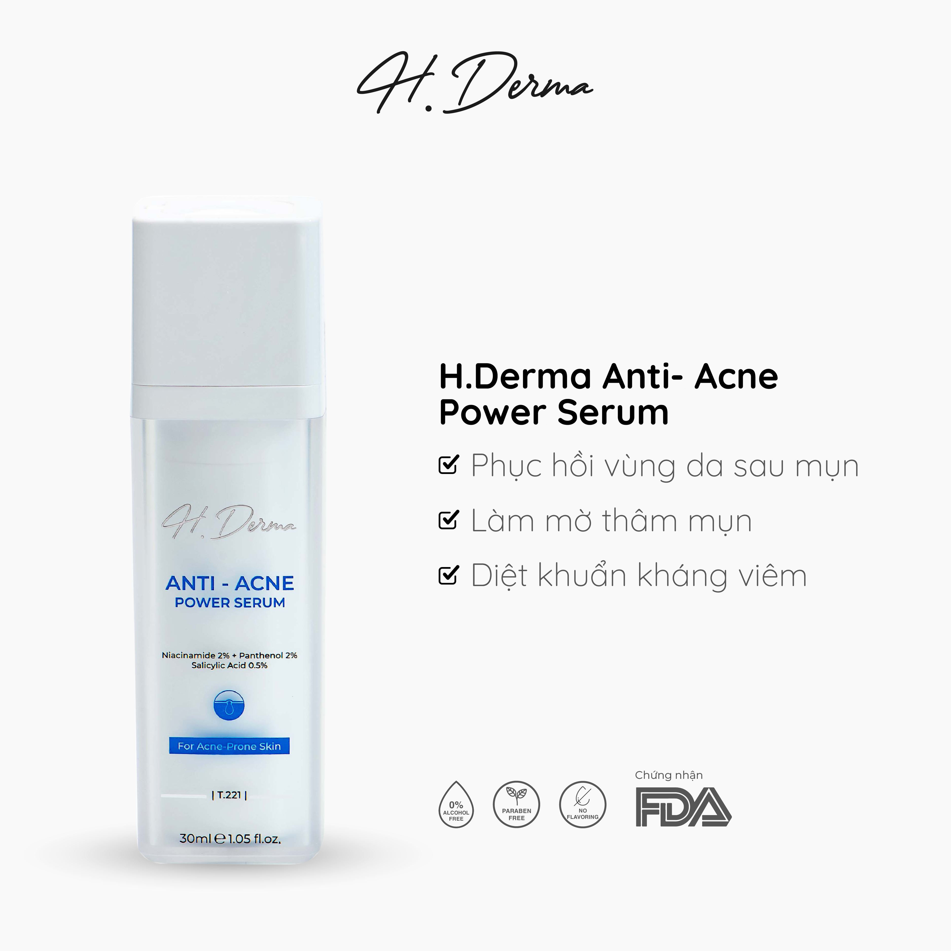 Serum ngăn ngừa mụn T221 H.Derma Anti- Acne Power Serum