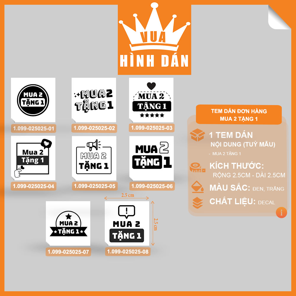 Set 100/200 tem dán mini MUA 2 TẶNG 1 dán lên sản phẩm hoặc kiện hàng dành cho shop