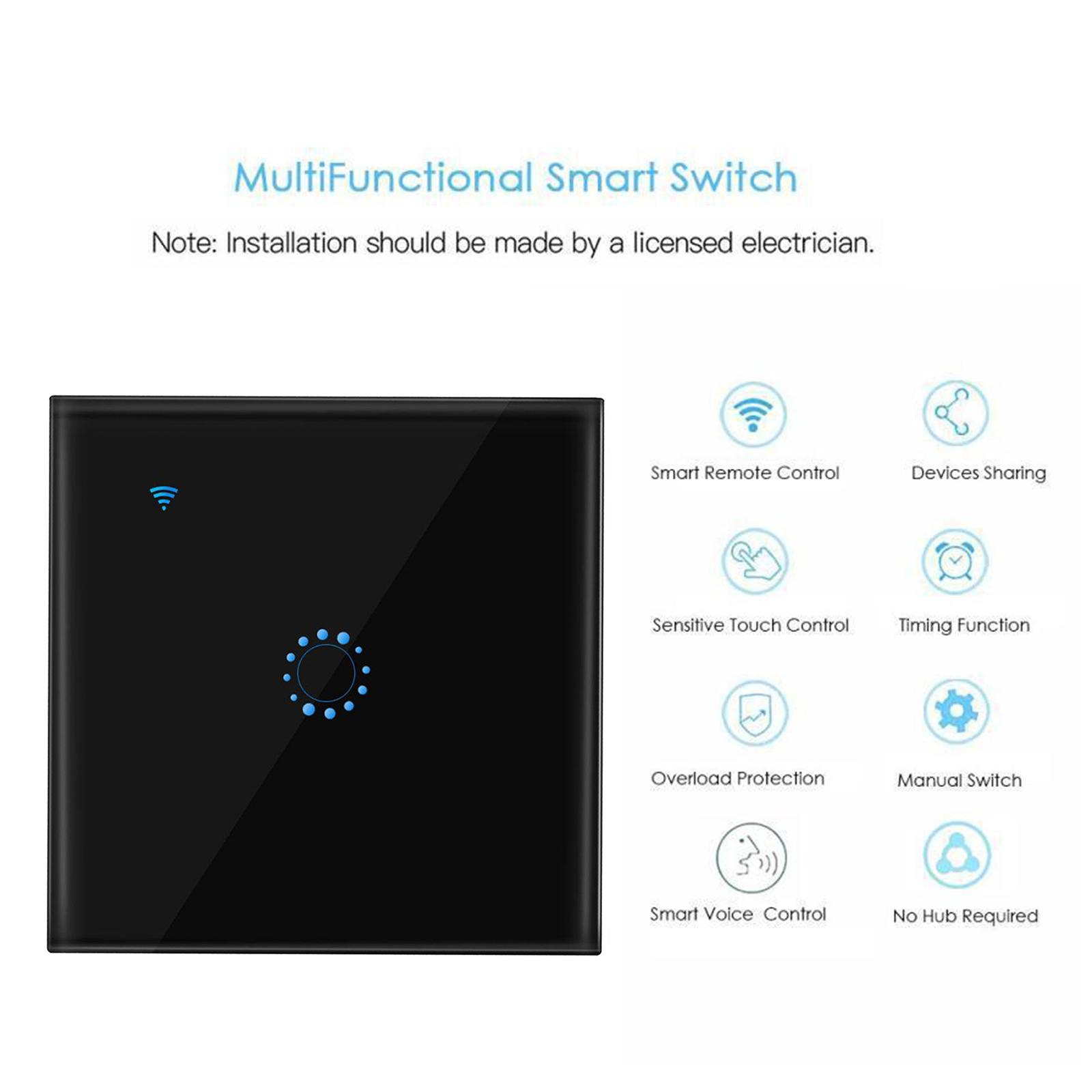 Smart Light Switch, Wi-Fi Light Switch Works with Alexa and Google Assistant, 1-Pack, Black