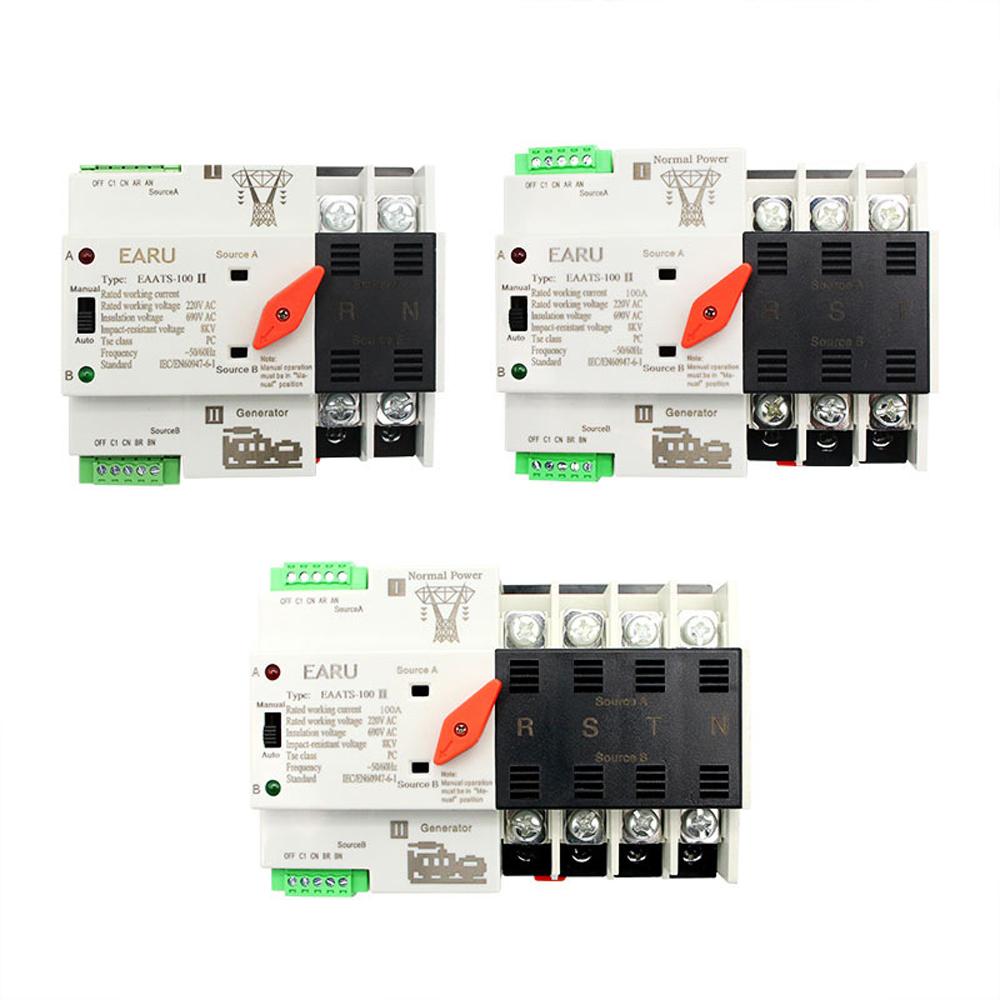 Compact Automatic Transfer Switch Electrical Selector Switches Dual Power Switch Solar Power Rail Type Household Power Transfer Switch