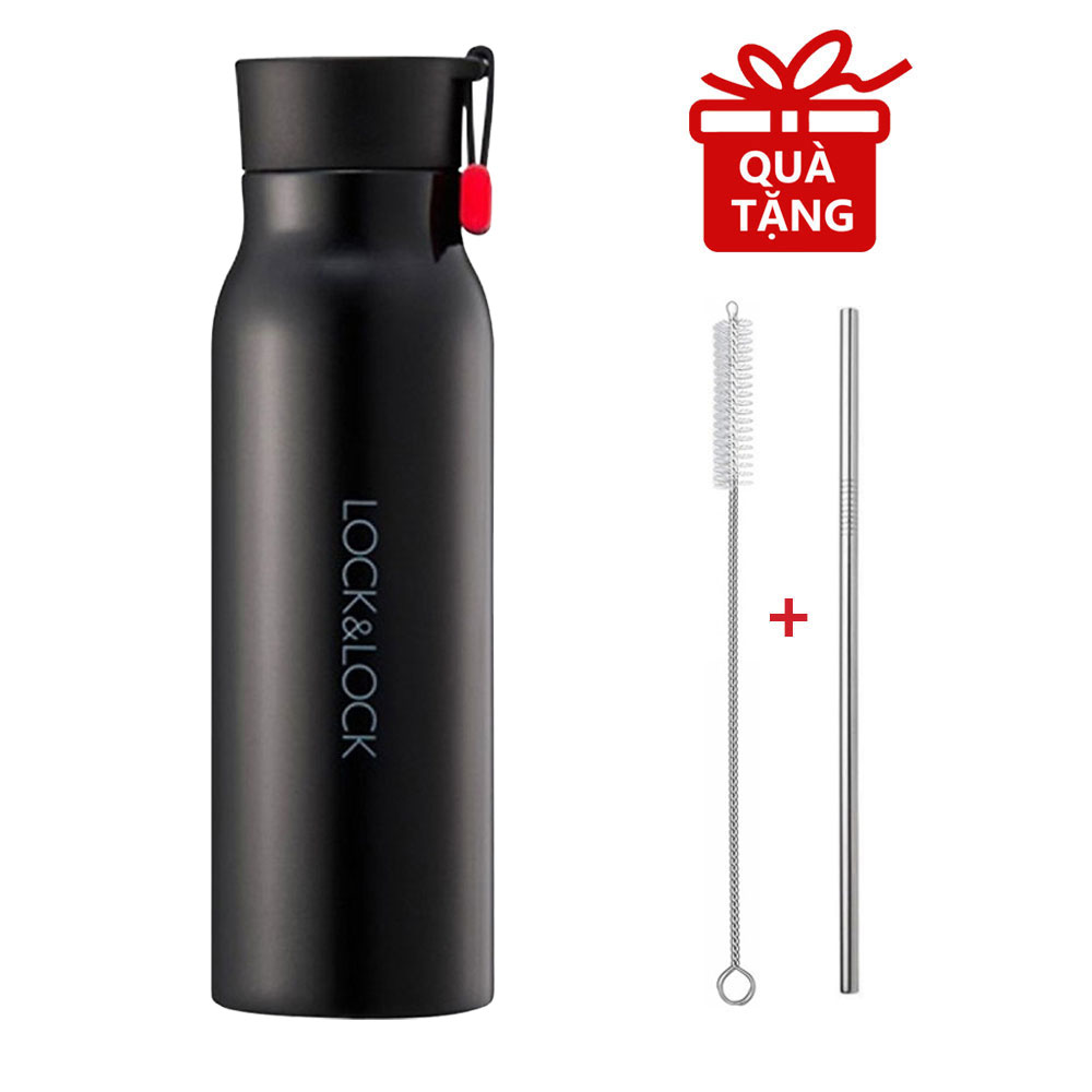 Bình Giữ Nhiệt Thép Không Gỉ Lock&Lock Name Tumbler LHC4125 - Hàng Chính Hãng, Chất Liệu Thép Không Gỉ, Giữ Nhiệt Nong và Lạnh Tốt - Tặng Kèm Ống Hút Inox Và Cọ Rửa Ống Hút