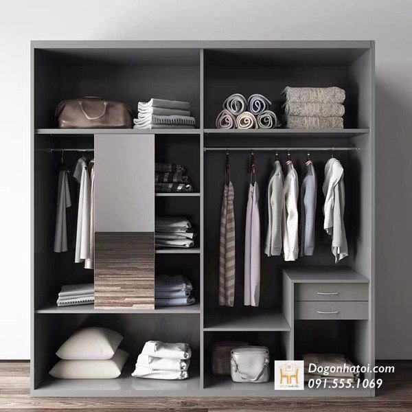 Tủ Quần Áo Cửa Lùa Có Gương C2m X D1m6 - TA403
