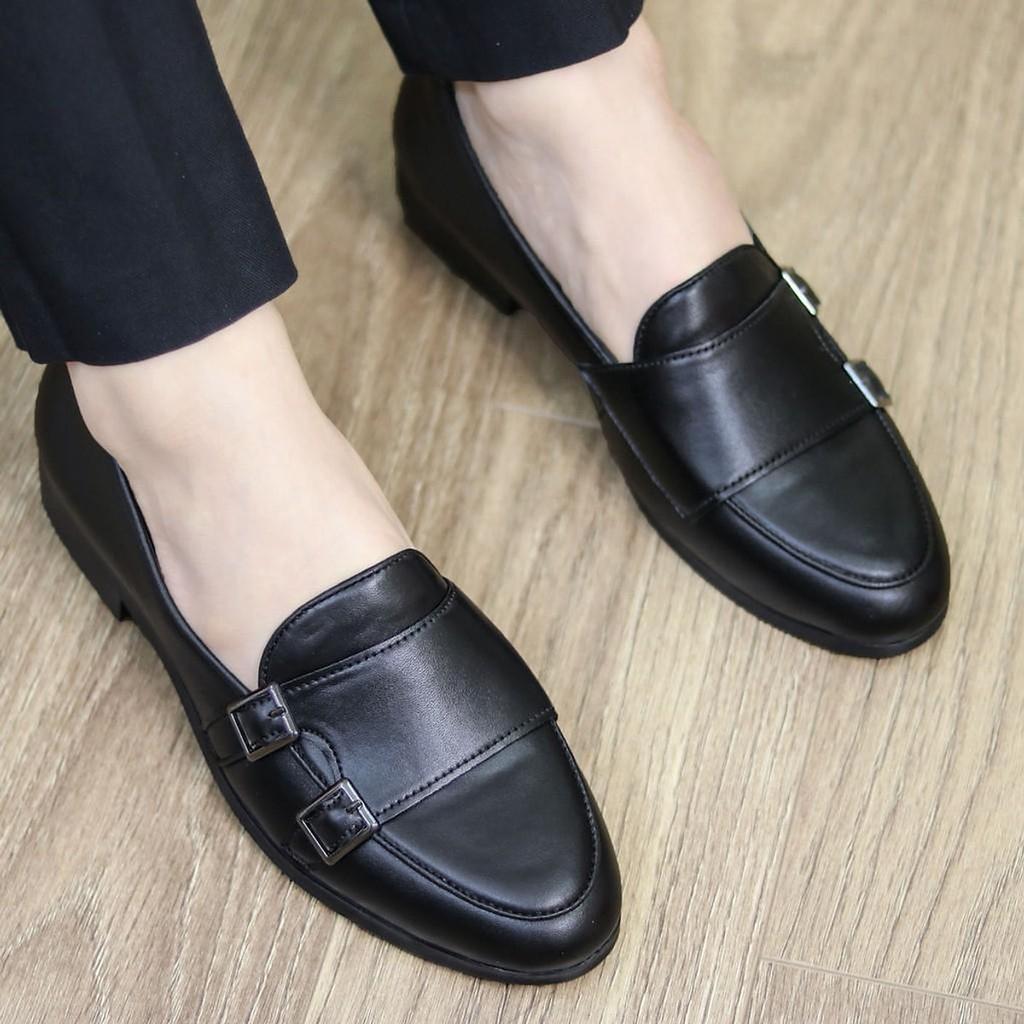 Giày Lười Nam Sang Trọng, Bắt Mắt 2 Khóa Lệch - Mã L191