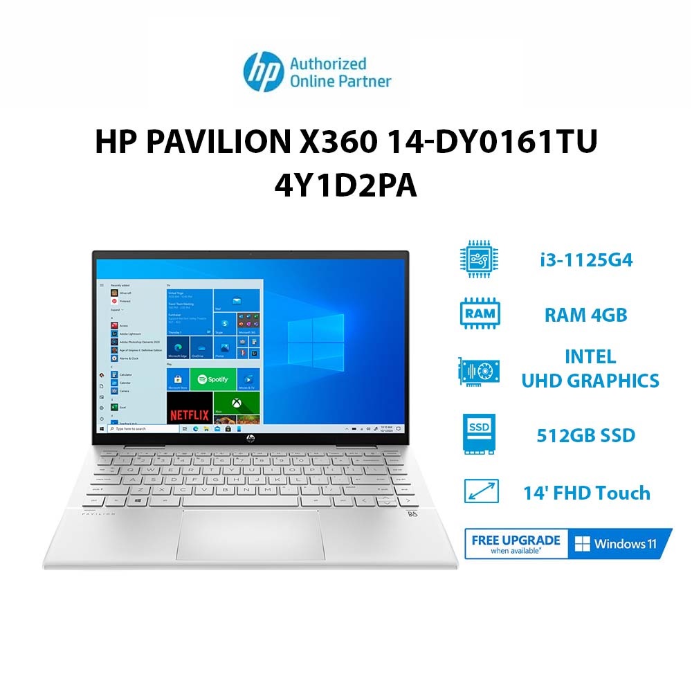 Laptop HP Pavilion X360 14-dy0161TU (4Y1D2PA)(i3-1125G4 | 4GB | 512GB |14' FHD Touch)Hàng chính hãng