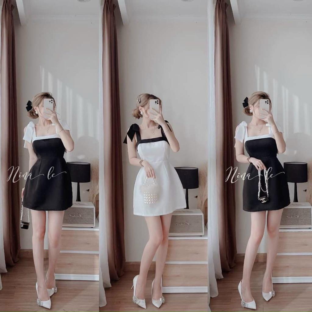 Váy đầm nữ hai dây nơ vái cúp ngực dễ thương