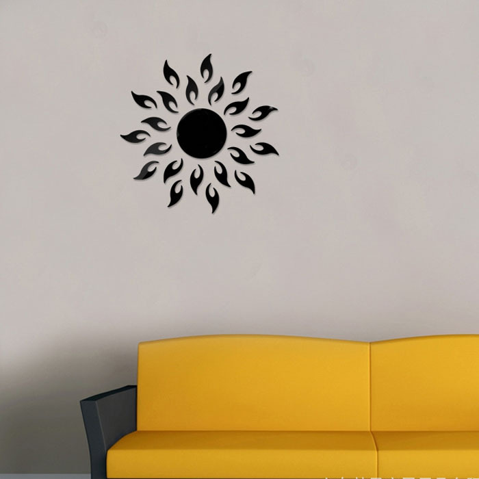 Decal dán tường trang trí gương mặt trời nghệ thuật sang trọng dán kính, tường, gỗ