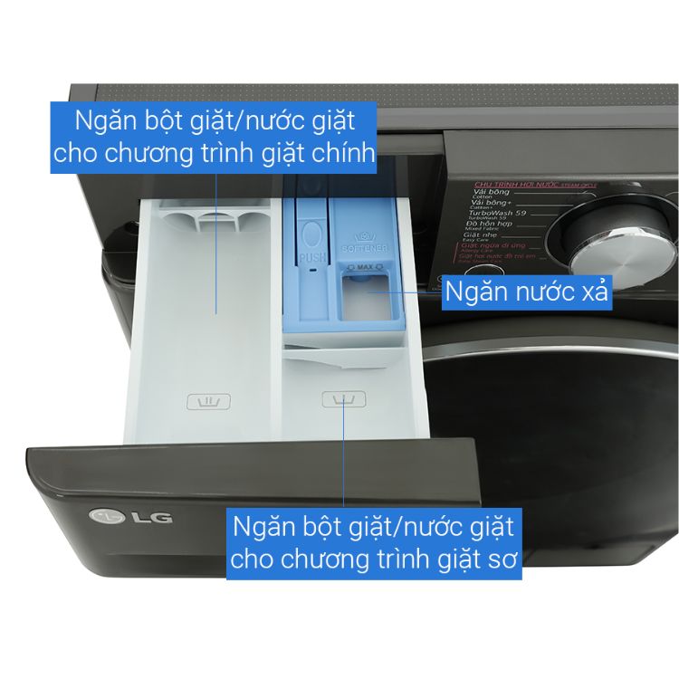 Máy Giặt LG Inverter 10 Kg FV1410S4B - Hàng chính hãng - AI DD chăm sóc thông minh, bảo vệ sợi vải -  TurboWash giặt nhanh, tiết kiệm thời gian