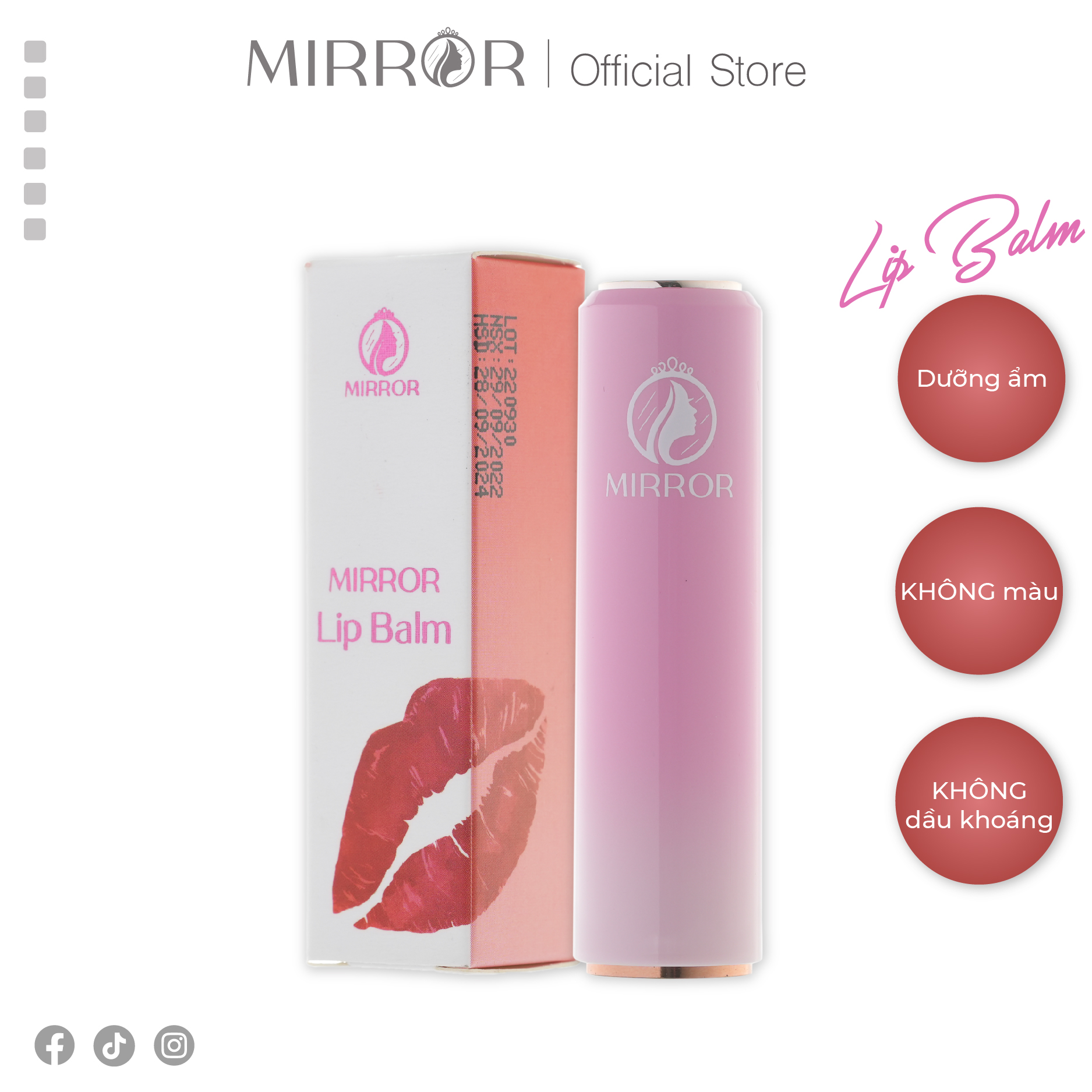 Son dưỡng môi không màu MIRROR Lip Balm (Thỏi 4g)