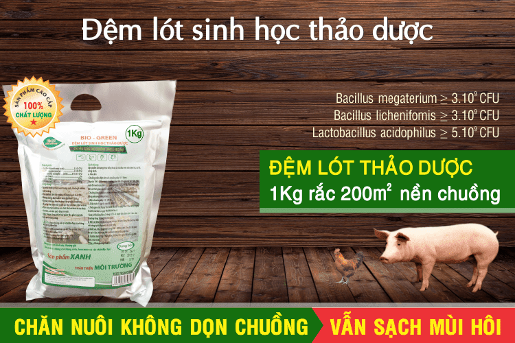 Combo 2 gói Đệm lót sinh học thảo dược dùng cho Chăn Nuôi BIO-GREEN