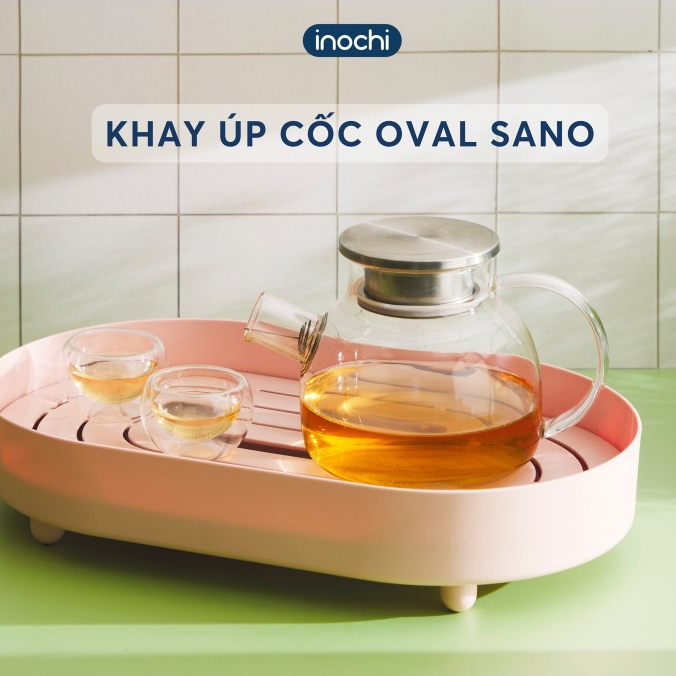 Khay úp cốc oval Sano - Chính hãng Inochi ( Tặng kèm khăn lau PaKaSa)