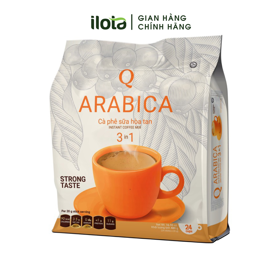 Cà phê Hòa tan 3in1 Arabica cafe sữa uống liền (bịch 24 gói x 20gr) ca phe Trần Quang Việt Nam Coffee