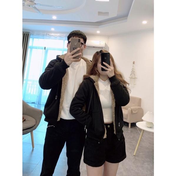 Áo nỉ Hoodie lót lông cừu nam nữ, Áo khoác nỉ lót lông cừu - hinhin