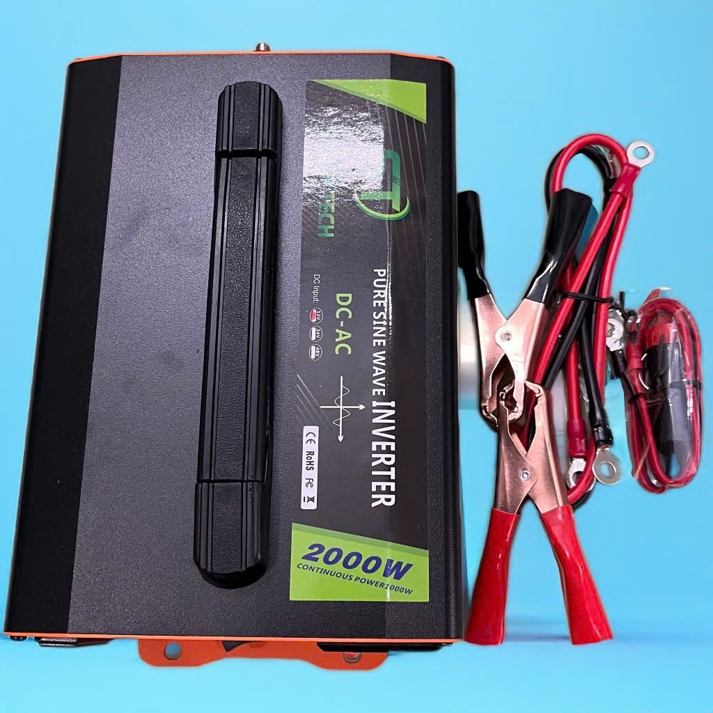 Bộ Kích Điện 12V Lên 220V 2000W Hàng Nhật - Sóng Sin Chuẩn, Màn LED Hiển Thị Vôn, Dòng Tải, Nhiệt Độ