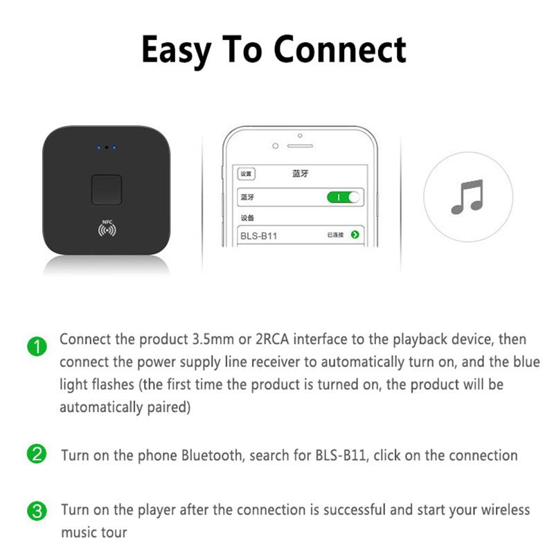 NFC Bluetooth 5.0 Receiver 3.5mm APTX LL AUX RCA Jack Wireless Adapter Auto Car Bluetooth Audio Receiver