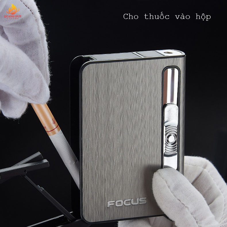 Hộp đựng thuốc focus kiêm bật lửa hộp quẹt khò 1 tia lấy thuốc sang trọng tiện lợi