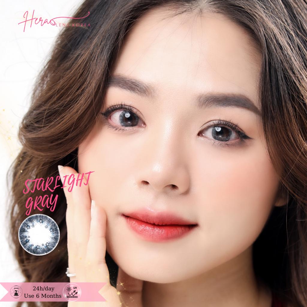 Kính Áp Tròng Hera Xám Ánh Sao Không Độ STARLIGHT GRAY Nhập Khẩu Hàn Quốc Lens Không Cận 6 Tháng