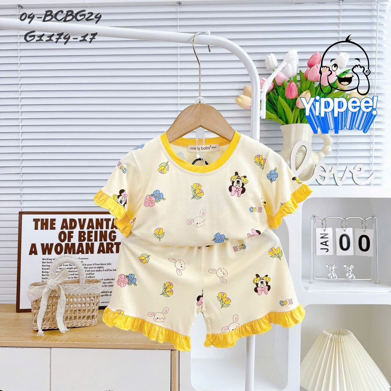 Đồ bộ bé gái, bộ cộc tay cho bé sơ sinh size 5-18kg chất thun lạnh mềm mịn mát