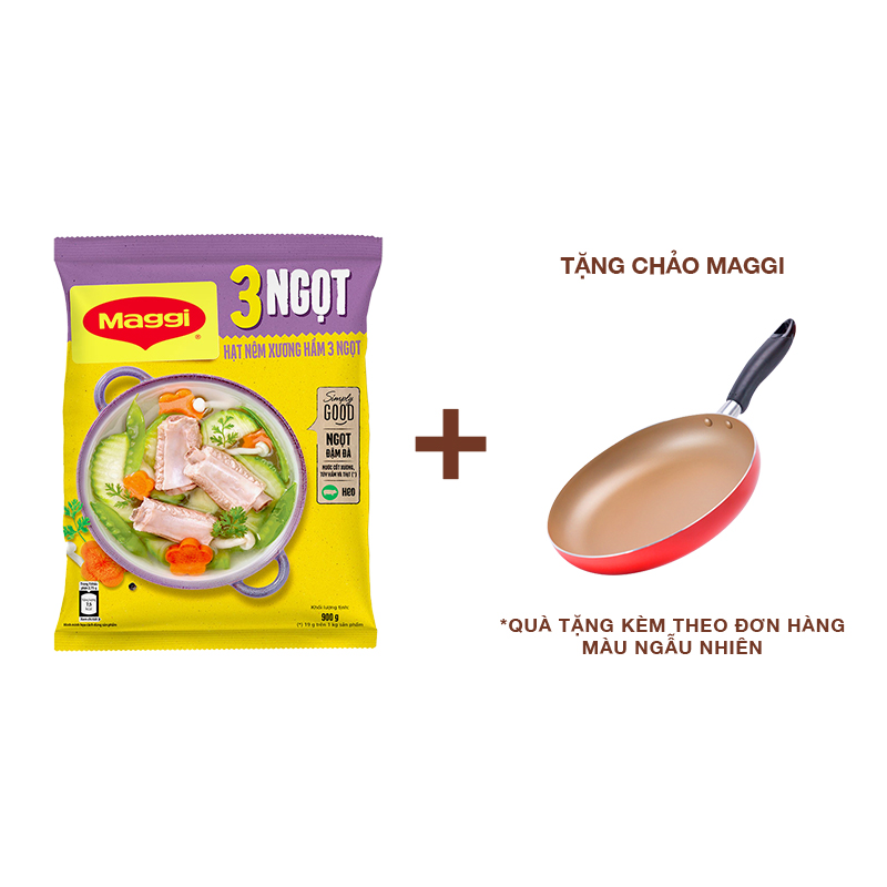 [Tặng 1 Chảo Không Dính MAGGI] Hạt Nêm MAGGI Xương Hầm 3 Ngọt Heo Gói 900g