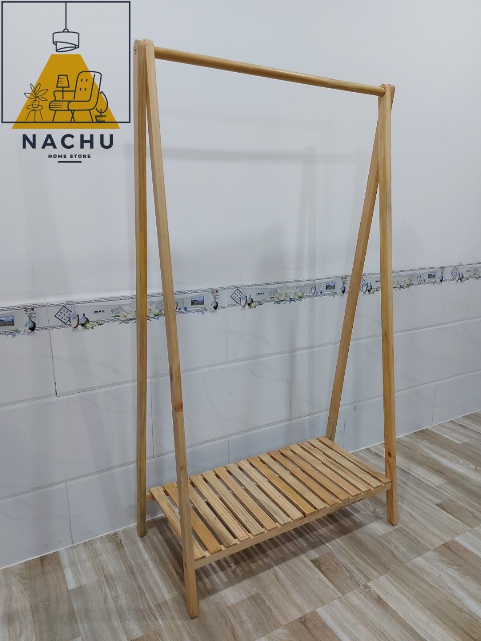 Kệ Chữ A, Giá Treo Quần Áo Gỗ 1 Tầng - Kệ Gỗ Cây Sào Treo Quần Áo Lắp Ráp Dễ Dàng - Nội Thất Phòng Ngủ - Gỗ Tự Nhiên