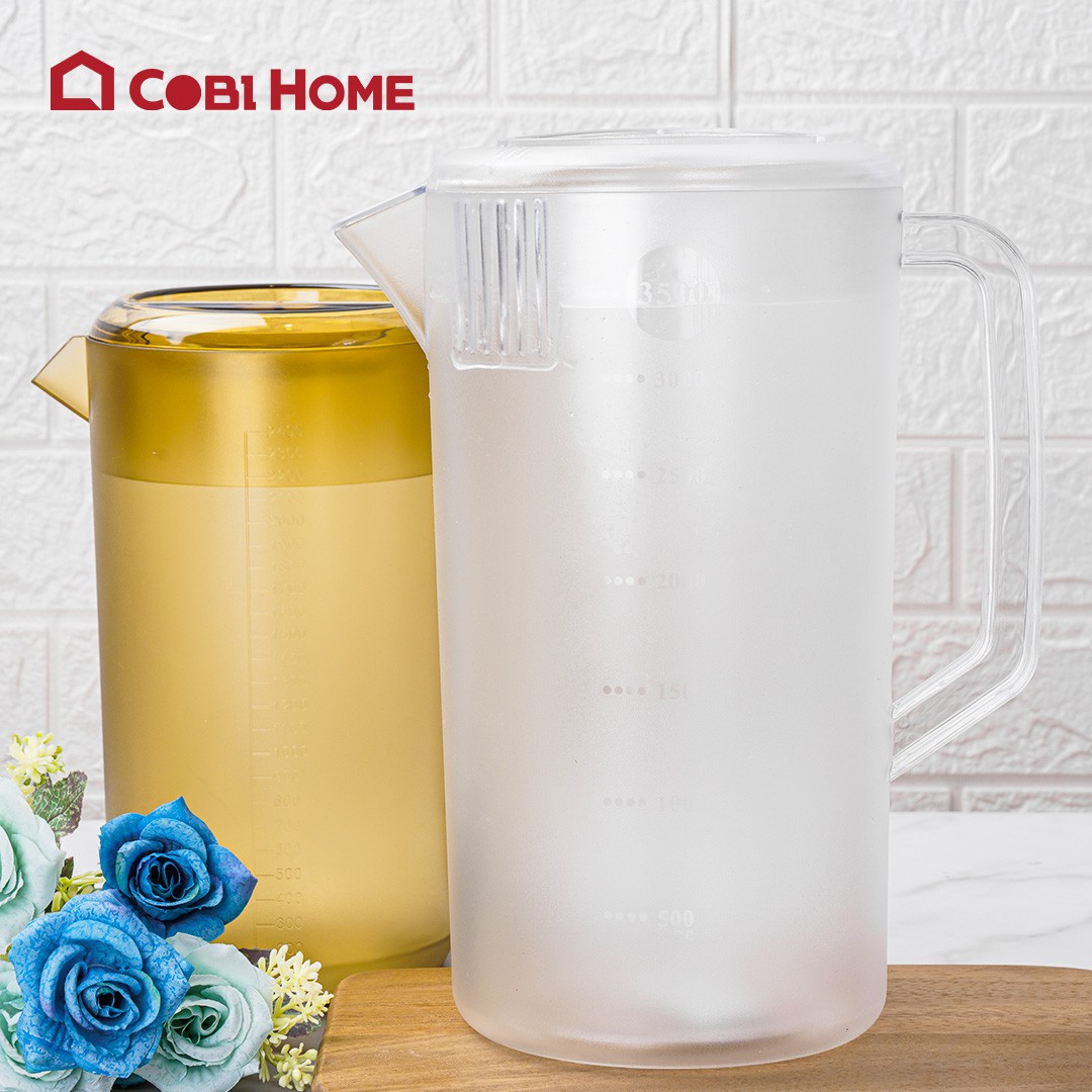 Bình nước nhựa màu trắng trong 2.4L